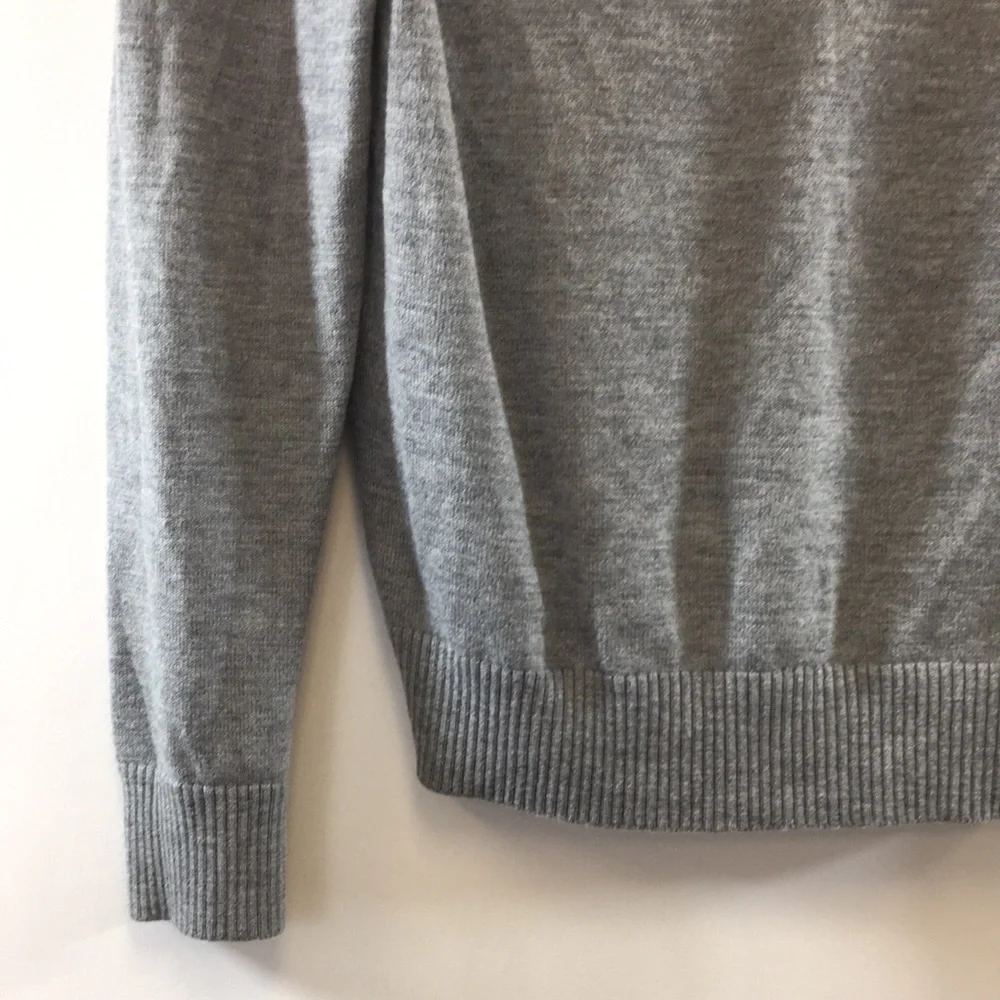 Banana Republic Gray Knit Extra‎ Fine Merino Wool Sweater Mens Medium Preppy